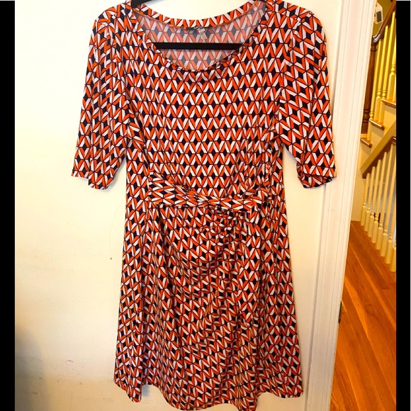Orange geometric wrap dress size large - Picture 1 of 4